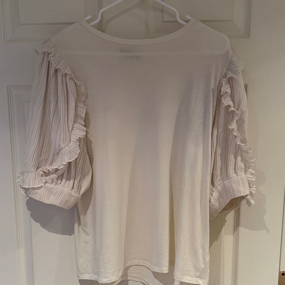 Express Cream Ruffle Sleeve Blouse